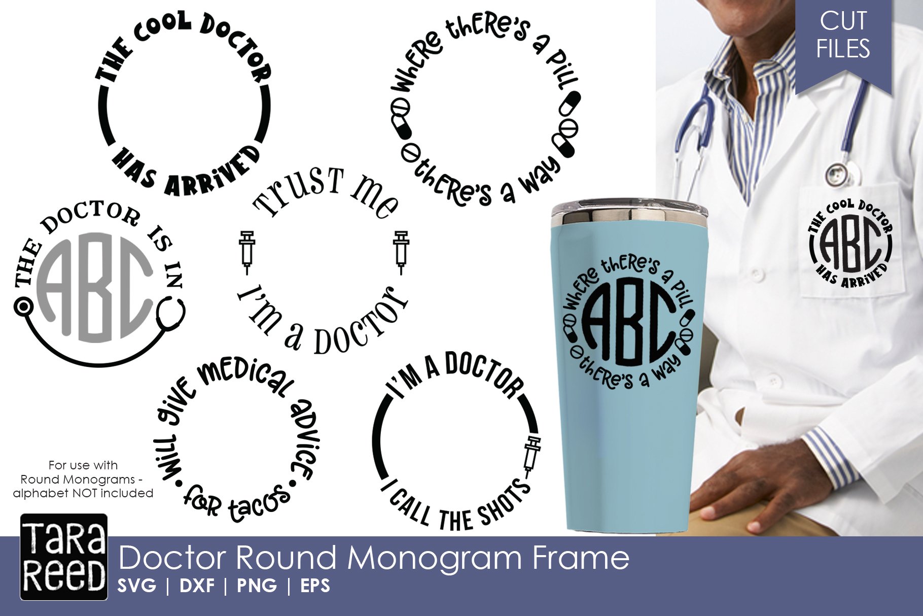 Doctor Round Monogram Frame - SVG and Cut Files