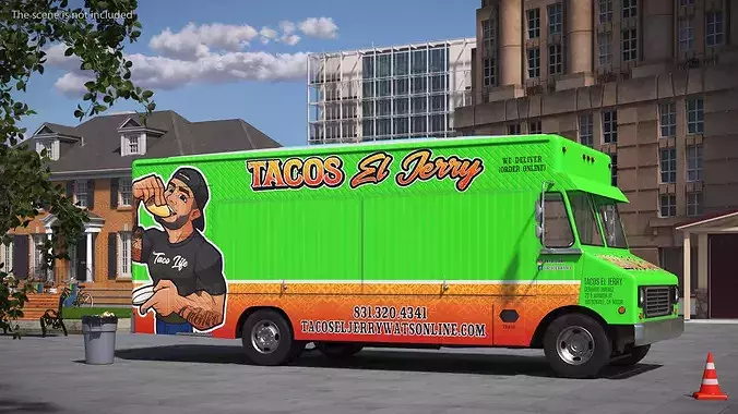Food Van El Jerry Taco without Interior 3D model view 2