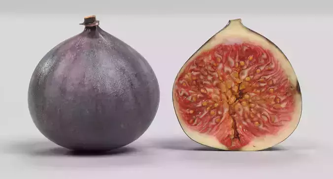 Figs - Whole and Half Fruit 3D model view 3