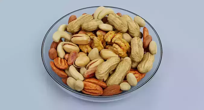 Nuts in Bowl - Food Display 3D model view 2