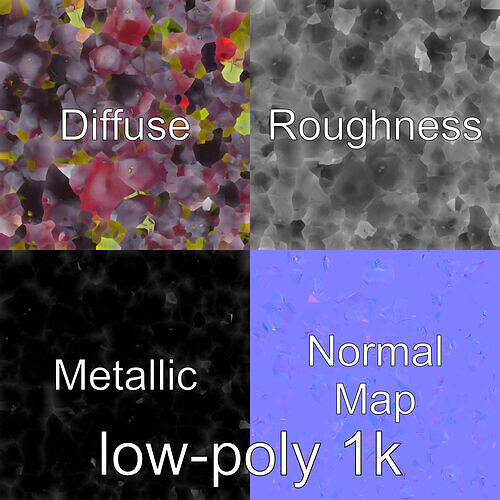 Realistic Purple Grape Cluster Model Low-poly 3D model view 2