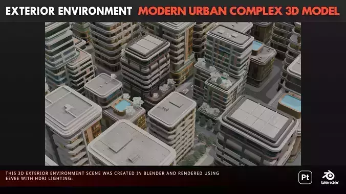 Modern Urban Complex 3D model view 3
