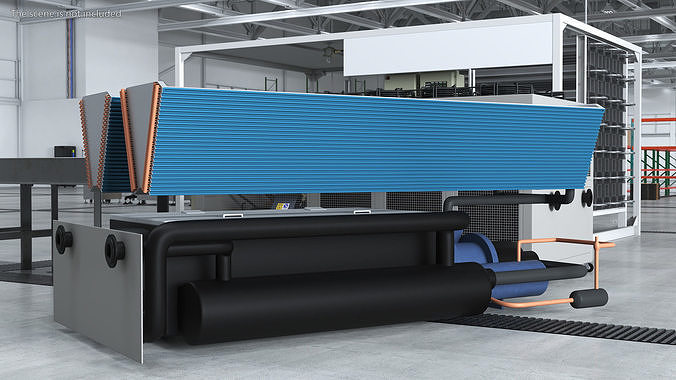 Industrial Cooling System 3D model view 2