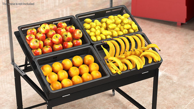 Shop Display with Fruit and Vegetables Collection 3D Model Pack view 3
