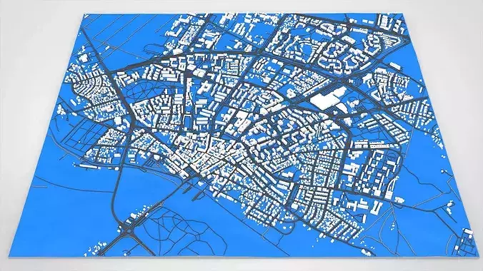 Cityscape Ostroleka Poland 3D model view 3
