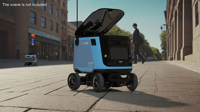 Sleeping Delivery Robot Kiwibot Cyan 3D model view 2