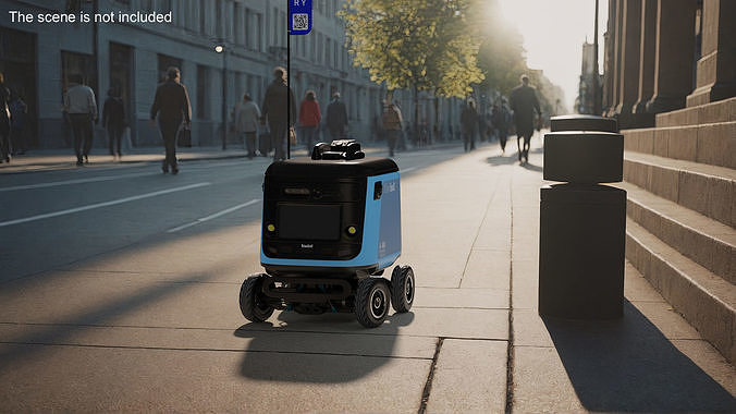 Sleeping Delivery Robot Kiwibot Cyan 3D model view 3