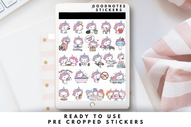 Unicorn Sparkly Digital Planner Stickers GoodNotes view 3