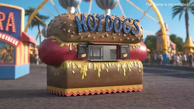 Hot Dog Shaped Food Stand 3D model view 3