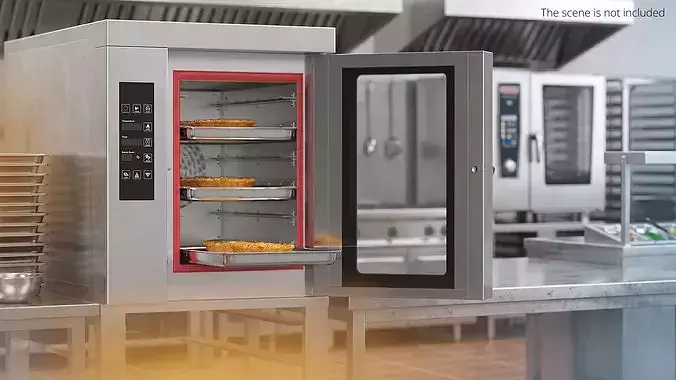 Commercial Convection Oven with Mobile Stand 3D model view 2