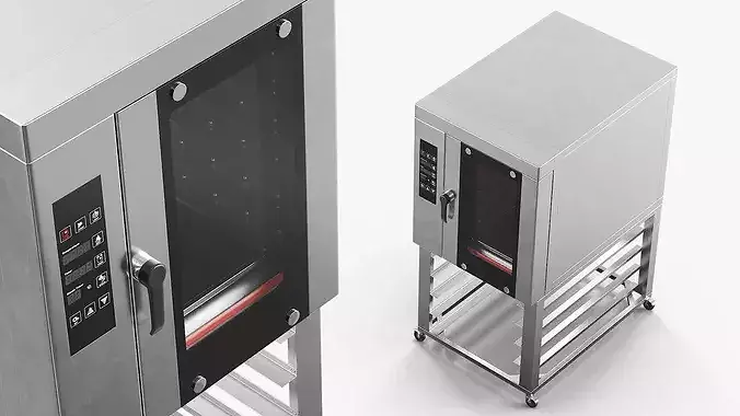 Commercial Convection Oven with Mobile Stand 3D model view 3