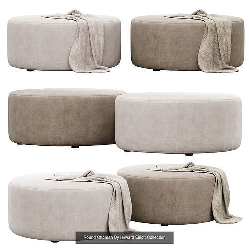 Poufs and ottomans collection 3D Model Pack view 3