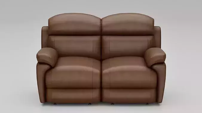 Two Seater Luxury Leather Recliner Sofa 8 Color Variants  Low-poly 3D model view 3