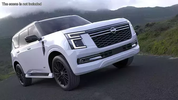 Nissan Patrol 2025 V6 Flagship SUV White 3D model view 3