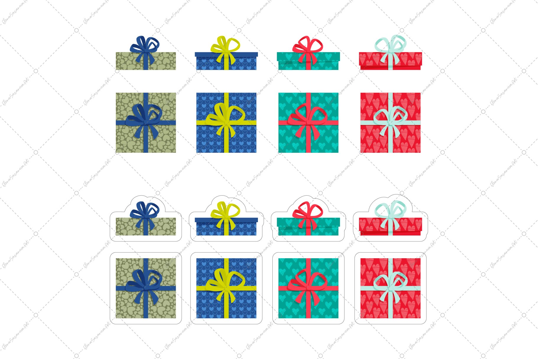 Gift Box Sticker Pack | Stickers Bundle | EPS PNG JPG view 2