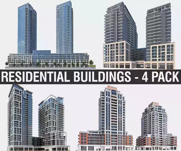 Twin Towers Collection Low-poly 3D model