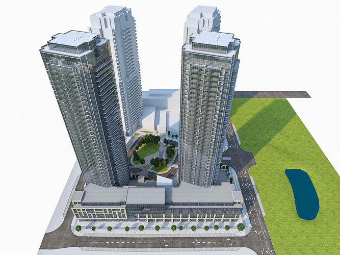 Twin Towers Collection Low-poly 3D model view 3
