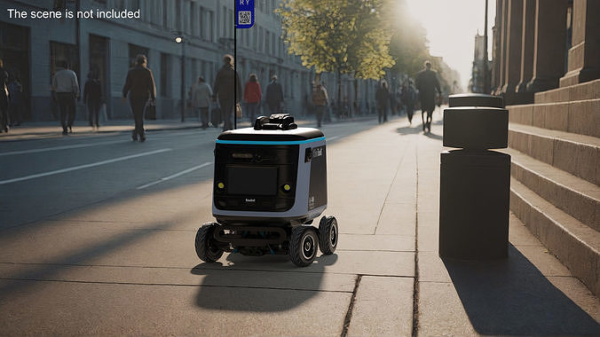 Sleeping Delivery Robot Kiwibot Black 3D model view 3