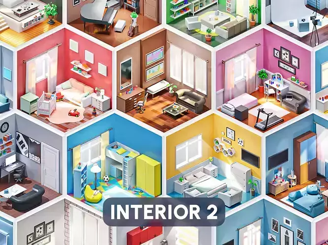Interior 2 Low-poly 3D model