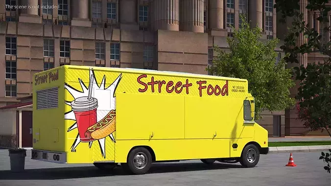 Solar Powered Food Truck with Interior Closed 3D model view 3