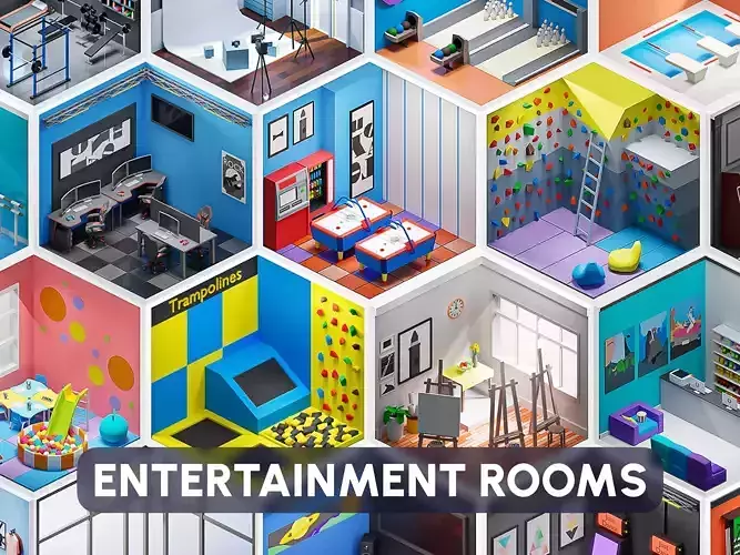 Entertainment Rooms Low-poly 3D model