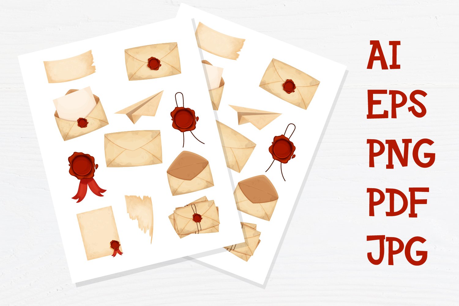 ENVELOPE VINTAGE Printable stickers PDF PNG view 2