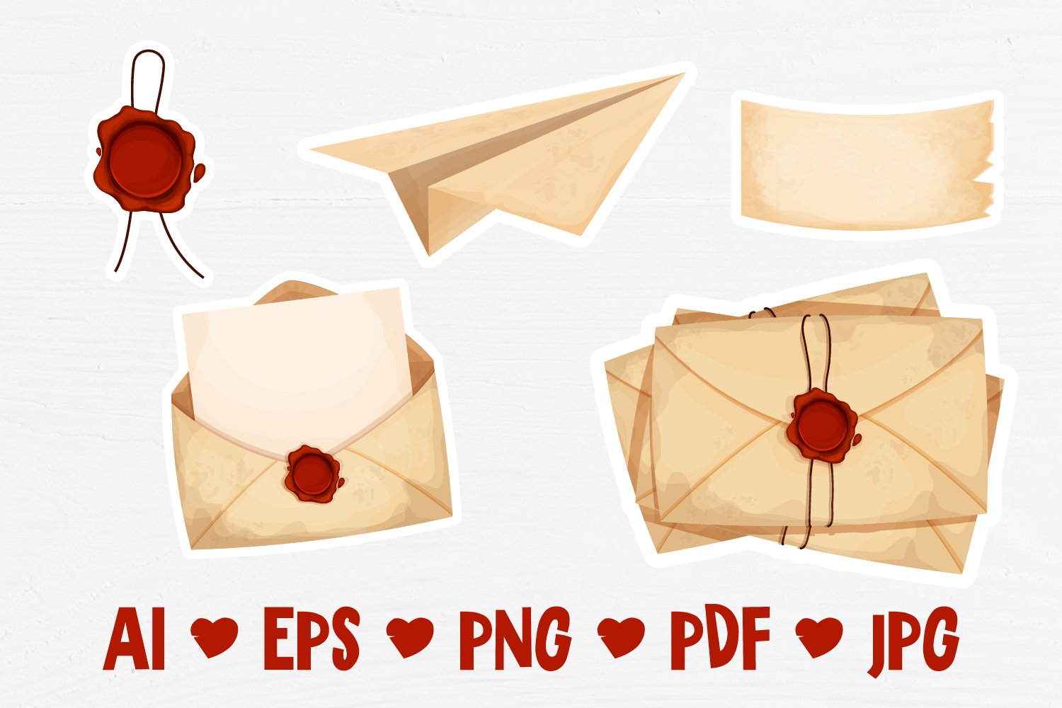 ENVELOPE VINTAGE Printable stickers PDF PNG view 3