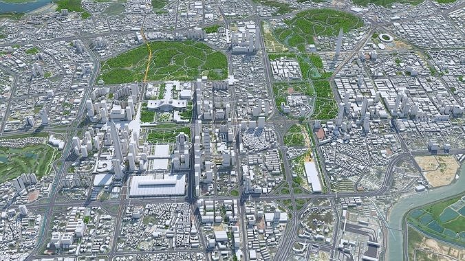 Shenzhen City China Low-poly 3D model view 3