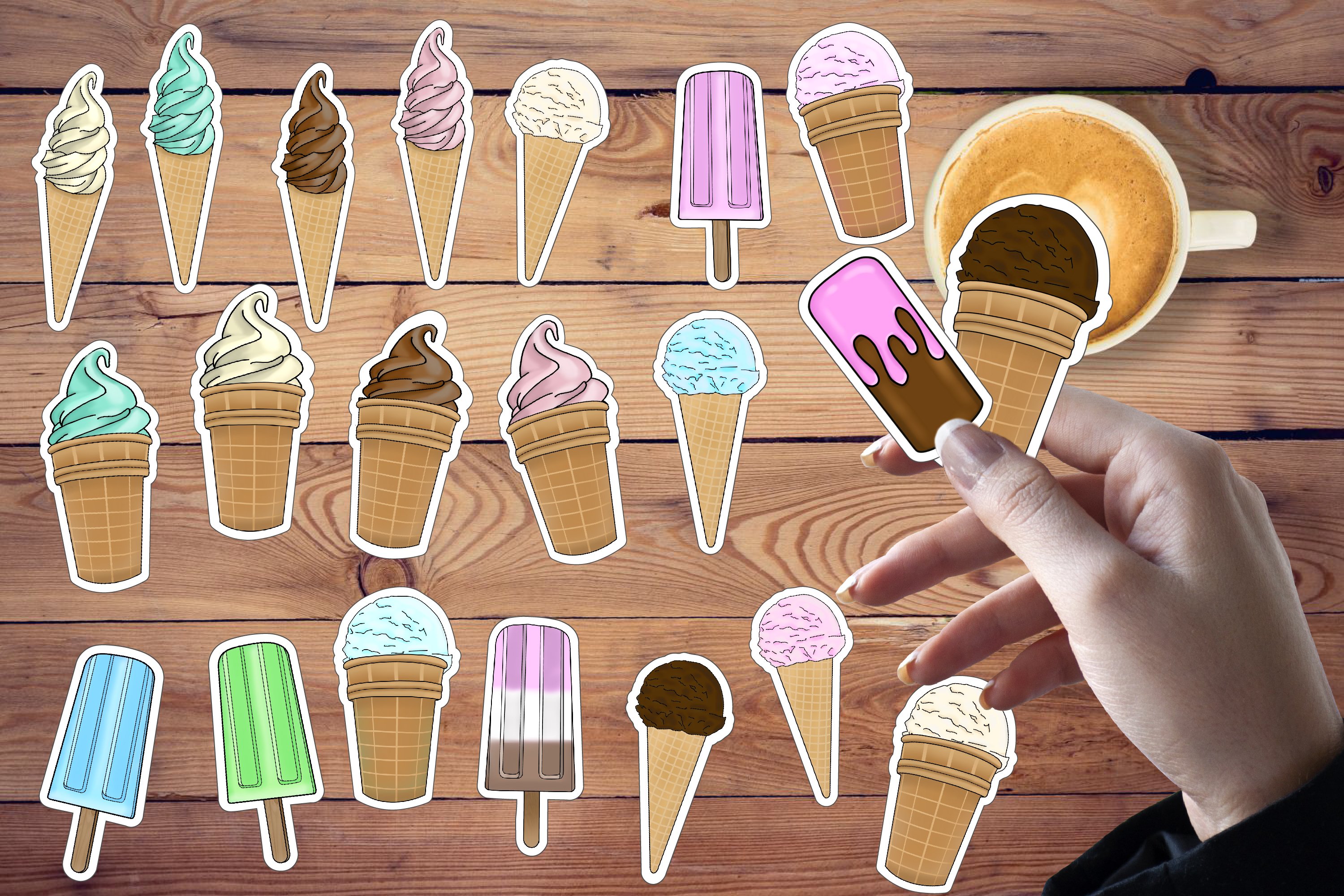 Stickers Print And Cut and GoodNotes,Summer food,Ice cream view 2