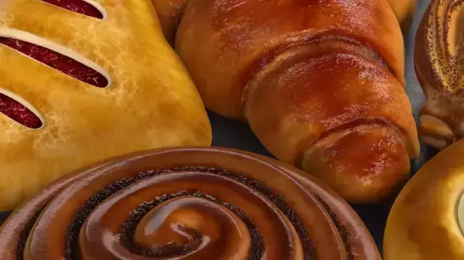 Baked Goods and Pastries Collection 01 3D Model Pack view 3