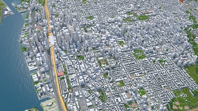 Toronto Downtown Canada Low-poly 3D model view 3