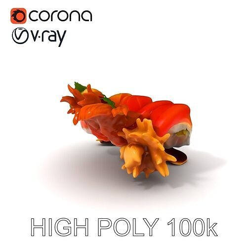 Gourmet Sushi Plate D Model Pack Low-poly 3D model view 3