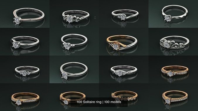 100 Solitaire ring 3D Model Pack view 3