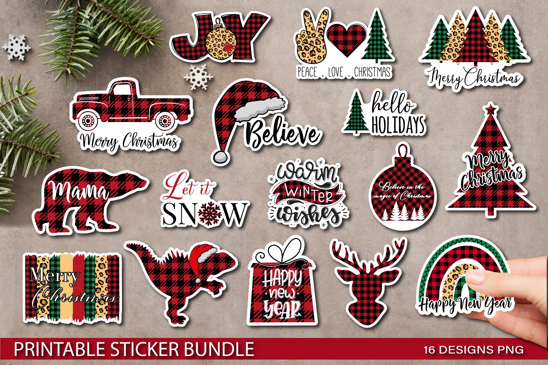 Christmas Stickers Bundle PNG