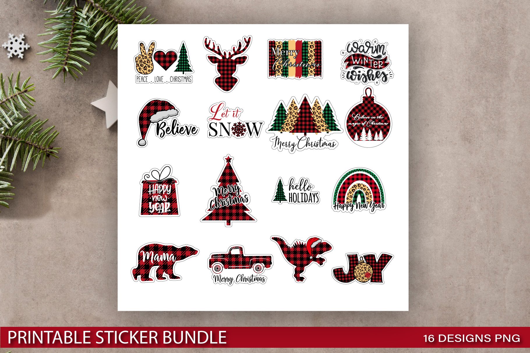 Christmas Stickers Bundle PNG view 2