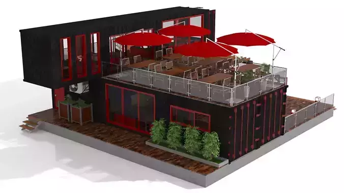 Container Restaurant 3D model view 3