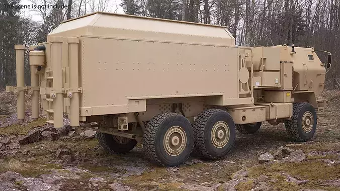 Mobile Air Defense Command Truck Desert Simplified 3D model view 3