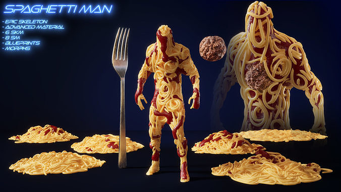 Spaghetti Man for UE Low-poly 3D model view 3
