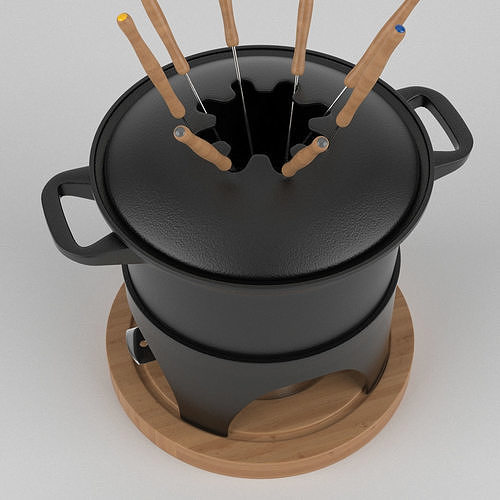 Fondue Set And Extras 3D model view 3