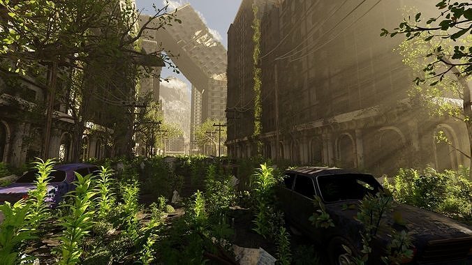 Abandoned Street Scene 3D model view 3