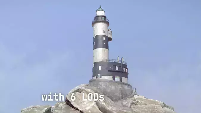 Lighthouse Aniva WithLods Low-poly 3D model