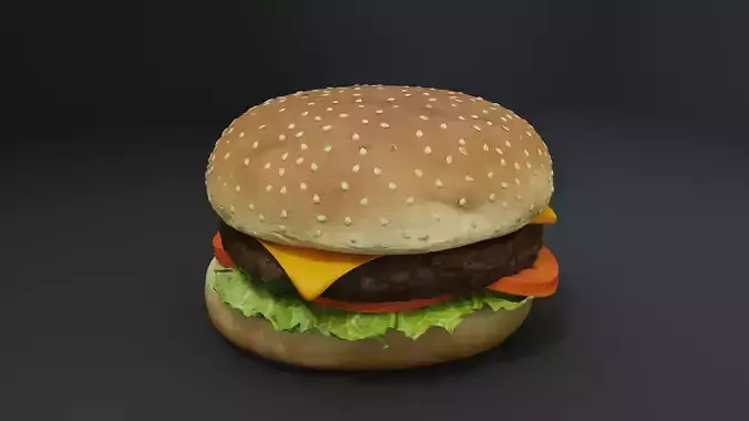 3D Cheeseburger with package model 3D model view 3