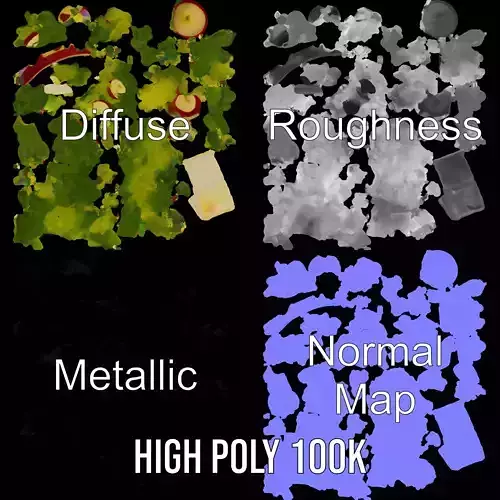 Fresh Salad with Apple Slices and Cheese model pack Low-poly 3D model view 3