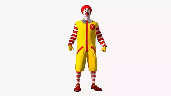 Ronald McDonald Clown Rigged for Maya 3D model view 3