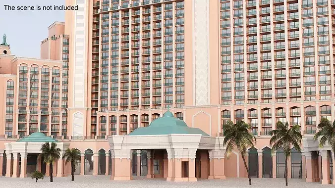 Traditional Middle Eastern Hotel 3D model view 3
