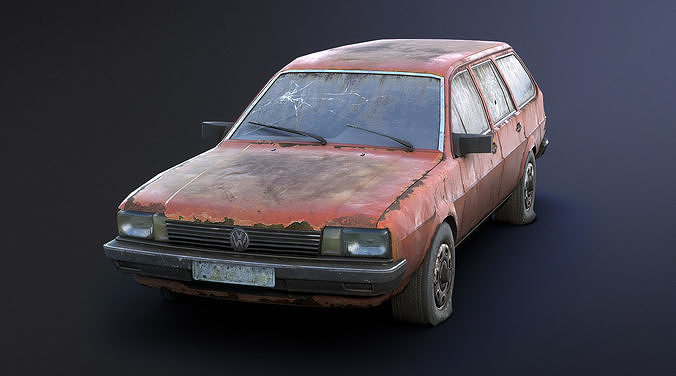Volkswagen Passat Rusty Low-poly 3D model view 3