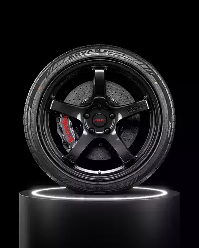 Yokohama Advan Sport V107  255 35 ZR19 96Y  3D model view 3