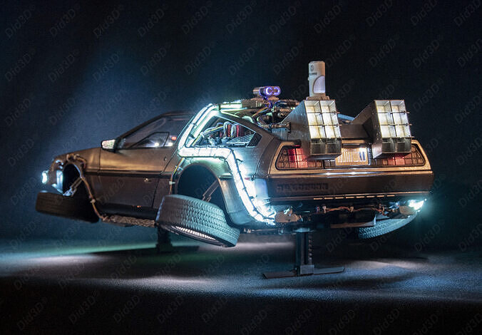 Flying DELOREAN V2 Animatronic 1-8 Scale 530mm 3D print model view 3