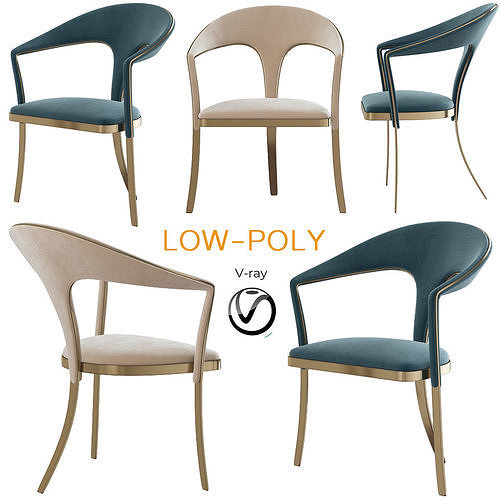 Chair 10 pieces 3d model Low-poly 3D model view 3