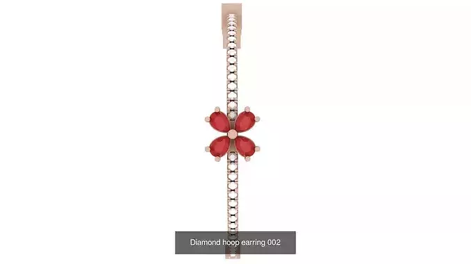 Hoop Earrings Set - Diamond Hoop Earrings - Multiple Sizes 13 3D Model Pack view 3